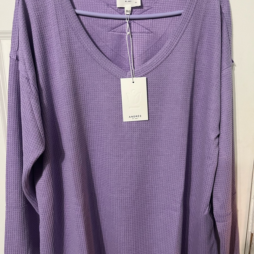 ANDREE BY UNIT Lavender Long Sleeve Top NWT Sz 2x